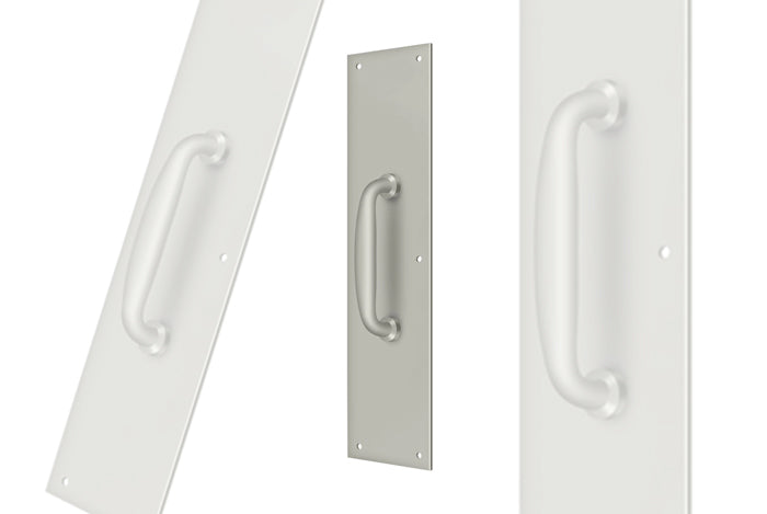 Deltana PPH55U15 Push Plate with Handle 3-1/2" x 15 " - Handle 5 1/2"; Satin Nickel Finish