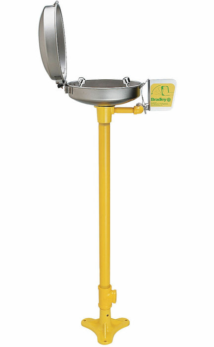 Pedestal-Mounted Eyewash with Stainless Steel Hinged Dust Cover