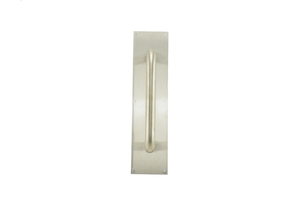 Trimco 10183B630 4" x 16" Square Corner Pull Plate with 10" 1195 Pull Satin Stainless Steel Finish