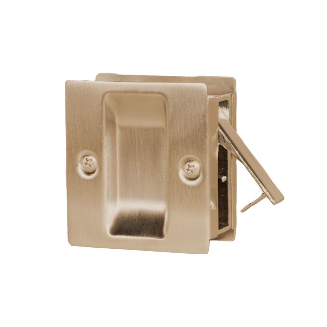 Trimco 1064606 Passage Pocket Door Lock Square Cutout Satin Brass Finish