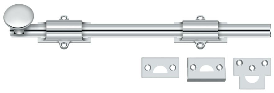 Deltana 12SB26 12" Surface Bolt; Heavy Duty; Bright Chrome Finish