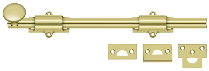 Deltana 12SB3 12" Surface Bolt; Heavy Duty; Bright Brass Finish