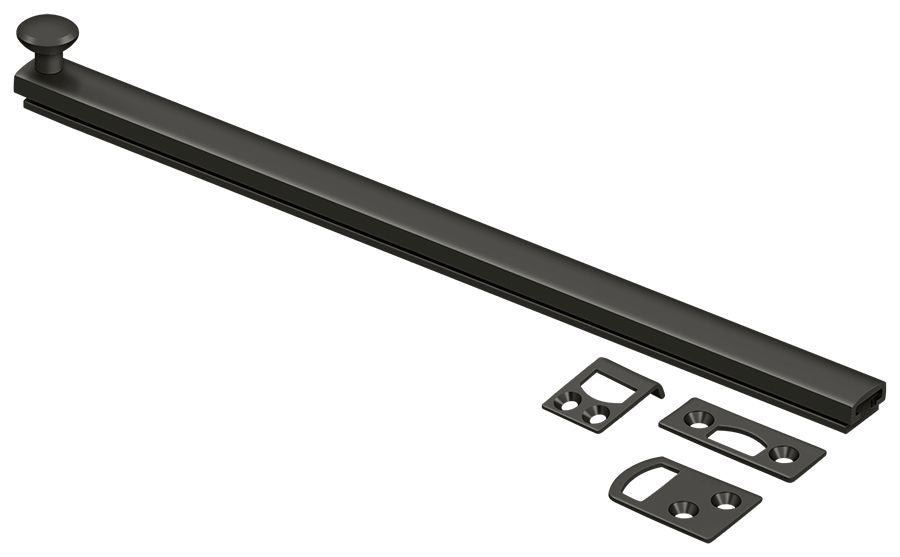 Deltana 12SBCS10B 12" Surface Bolt; Concealed Screw; Heavy Duty; Oil Rubbed Bronze Finish