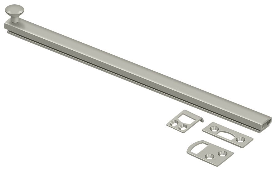 Deltana 12SBCS15 12" Surface Bolt; Concealed Screw; Heavy Duty; Satin Nickel Finish