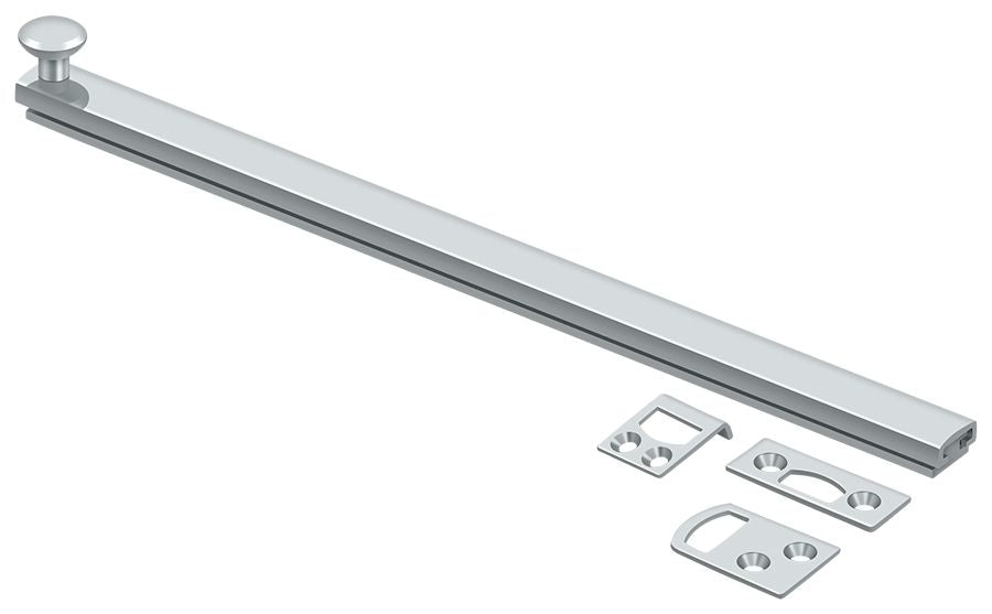 Deltana 12SBCS26 12" Surface Bolt; Concealed Screw; Heavy Duty; Bright Chrome Finish