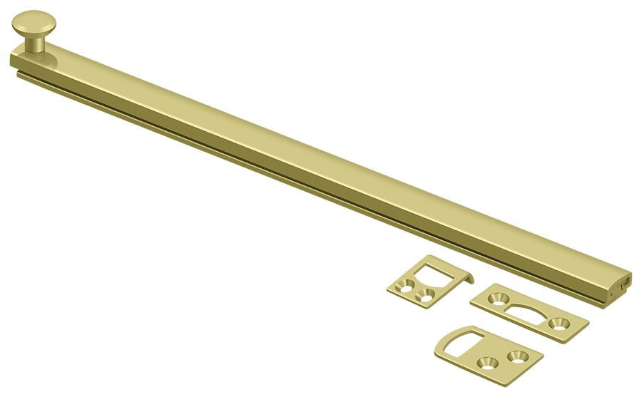 Deltana 12SBCS3 12" Surface Bolt; Concealed Screw; Heavy Duty; Bright Brass Finish