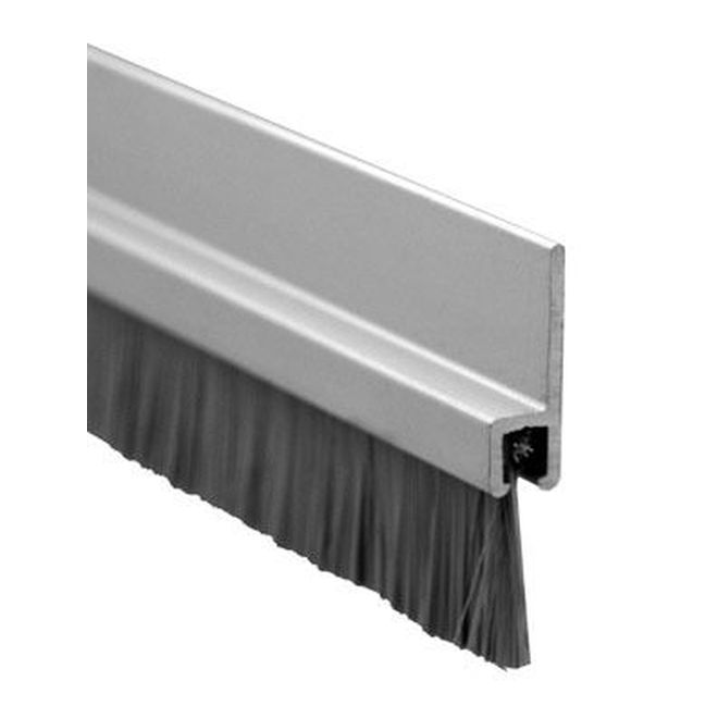 Pemko 18061CNB36 36" (3') 180 Degree Aluminum Retainer Weatherstrip with 5/8" Nylon Brush Clear Aluminum Finish