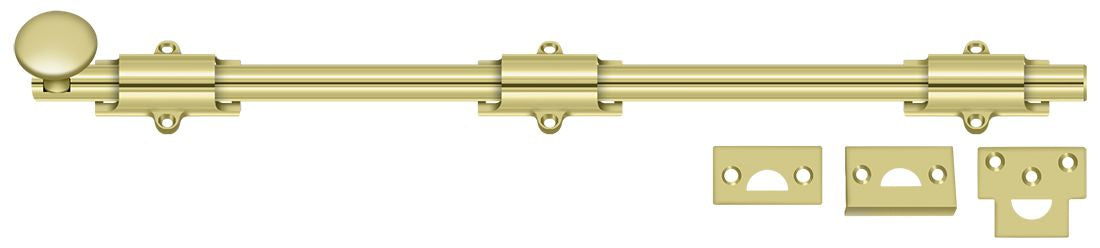 Deltana 18SB3 18" Surface Bolt; Heavy Duty; Bright Brass Finish