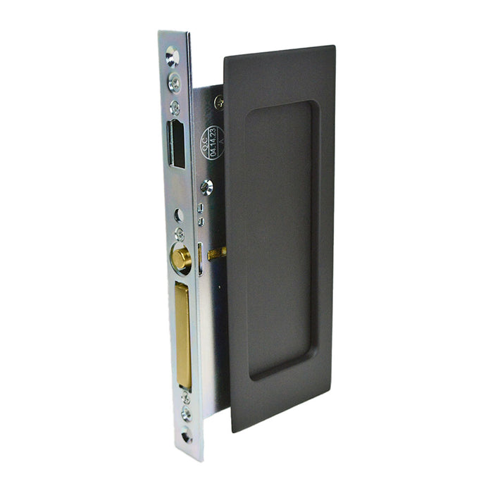 Emtek 2114US19138 Modern Rectangular Passage Pocket Door Mortise Lock for 1-3/8" Door Flat Black Finish