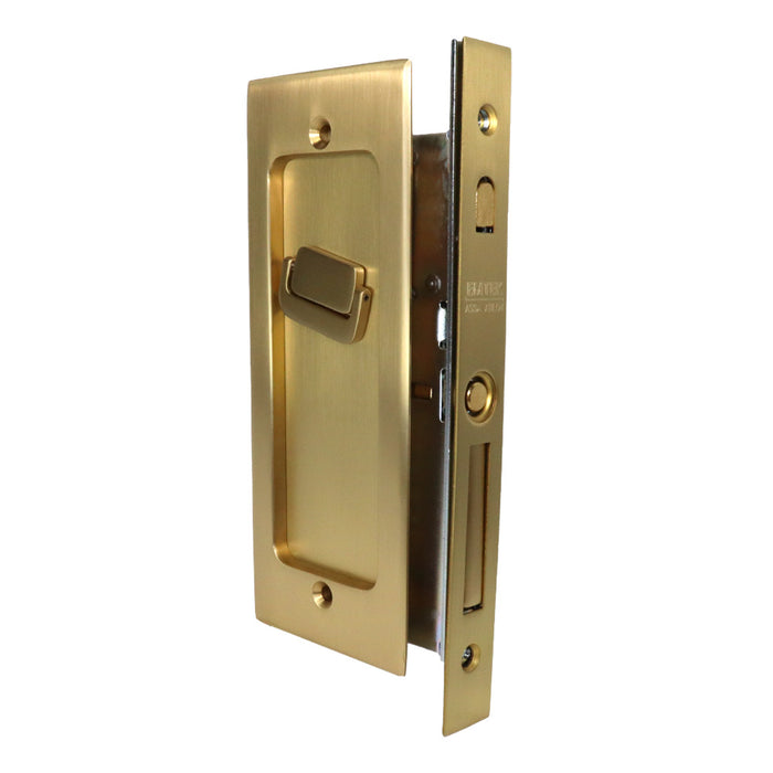 Emtek 2115US4138 Modern Rectangular Privacy Pocket Door Mortise Lock for 1-3/8" Door Satin Brass Finish