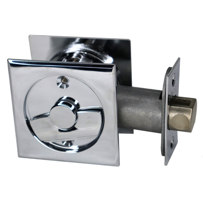 Emtek 2135US26 Square Privacy Pocket Door Tubular Lock with Privacy Strike Plate and Dust Box Polished Chrome Finish