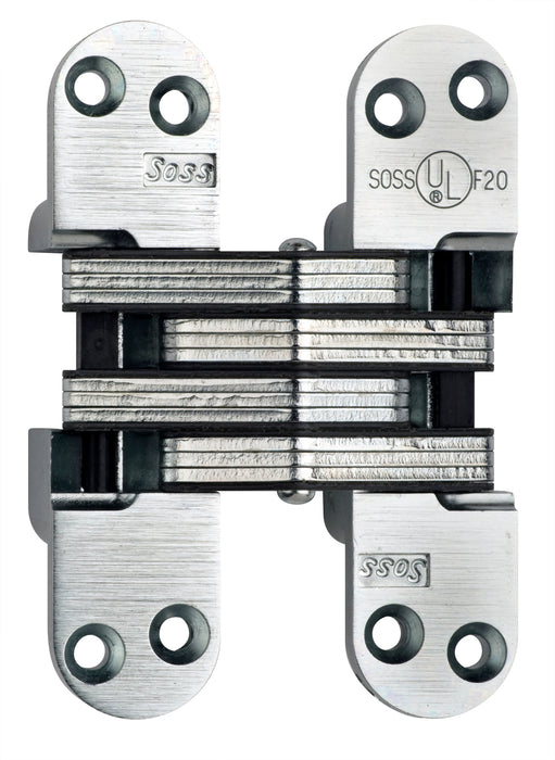 Soss 218US14 1-1/8" x 4-5/8" Heavy Duty Invisible Hinge for 1-3/4" Doors Bright Nickel Finish