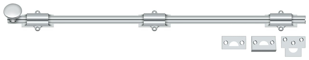 Deltana 24SB26 24" Surface Bolt; Heavy Duty; Bright Chrome Finish