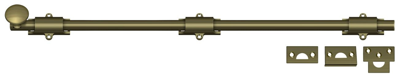 Deltana 24SB5 24" Surface Bolt; Heavy Duty; Antique Brass Finish