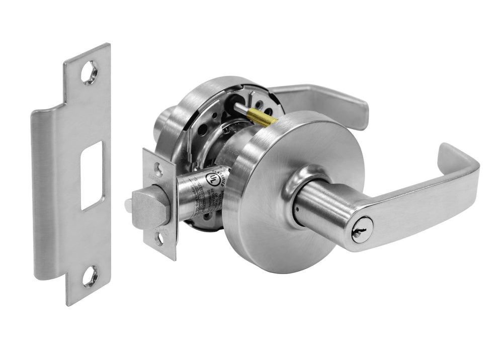 Sargent 287010G04LL26D Storeroom / Closet Lever Lock Grade 1 with L Lever and L Rose with Small Format IC Prep Less Core and ASA Strike Satin Chrome Finish