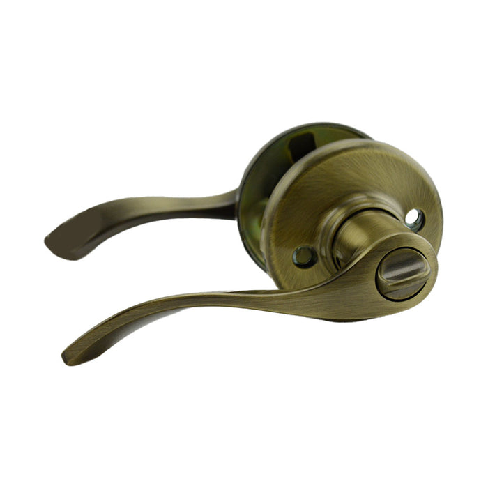 Kwikset 300BL-5V2 Balboa Lever Privacy Door Lock with New Chassis and 6AL Latch and RCS Strike Antique Brass Finish