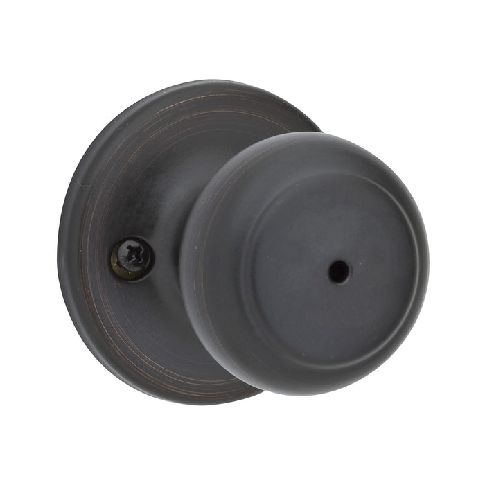 Kwikset 300CV-11PRV1 Cove Knob Privacy Door Lock with New Chassis with RCAL Latch and RCS Strike Venetian Bronze Finish