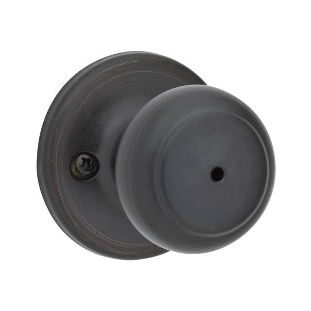 Kwikset 300CV-11PV1 Cove Knob Privacy Door Lock with New Chassis with 6AL Latch and RCS Strike Venetian Bronze Finish