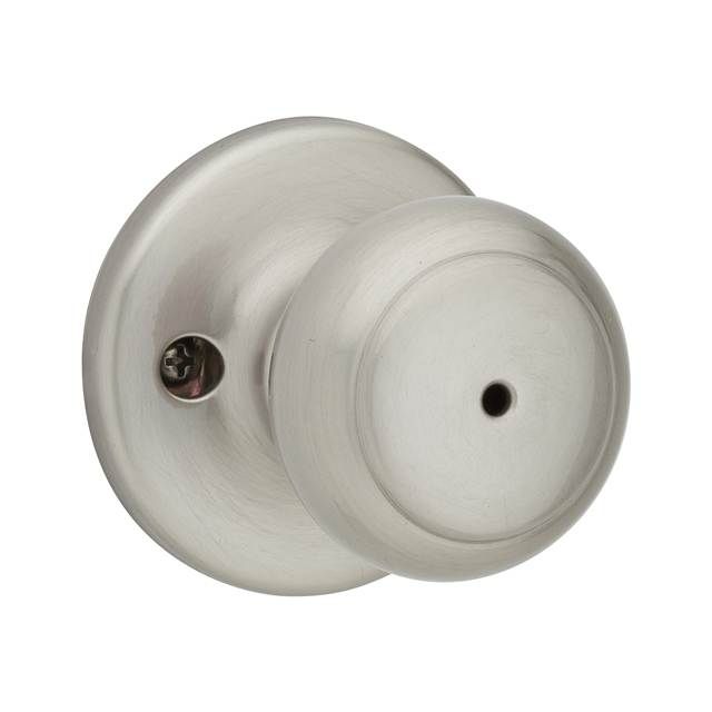 Kwikset 300CV-15V1 Cove Knob Privacy Door Lock with New Chassis with 6AL Latch and RCS Strike Satin Nickel Finish