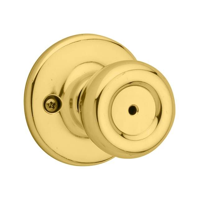 Kwikset 300T-3V1 Tylo Knob Privacy Door Lock with New Chassis with 6AL Latch and RCS Strike Bright Brass Finish