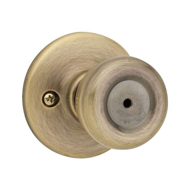 Kwikset 300T-5V1 Tylo Knob Privacy Door Lock with New Chassis with 6AL Latch and RCS Strike Antique Brass Finish