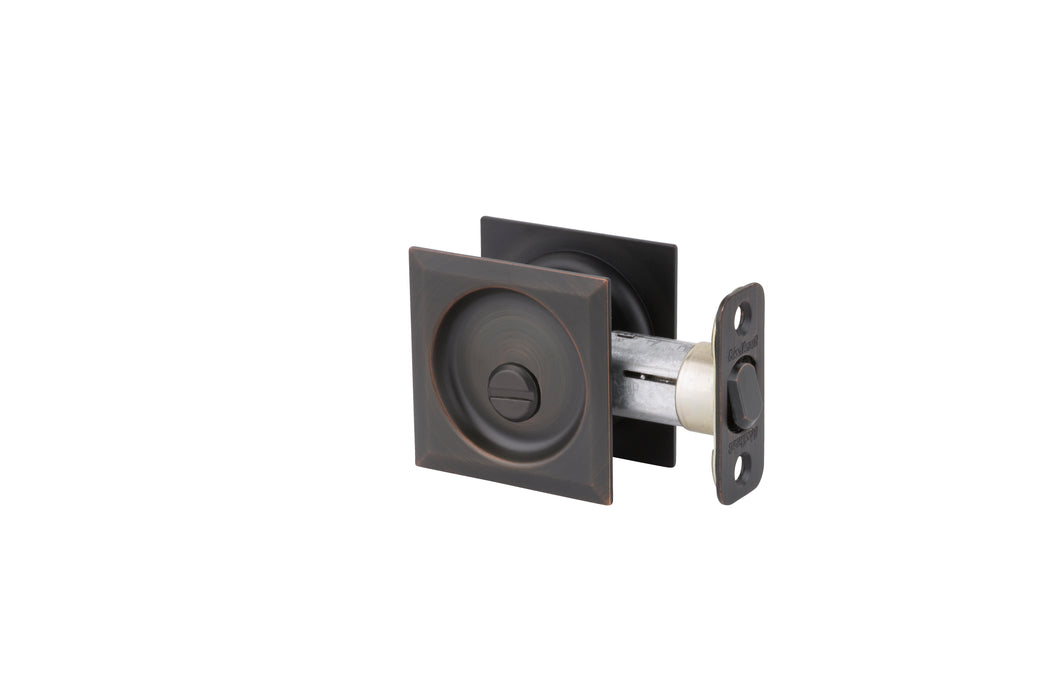 Kwikset 335SQT-11P Square Privacy Pocket Door Lock Venetian Bronze Finish