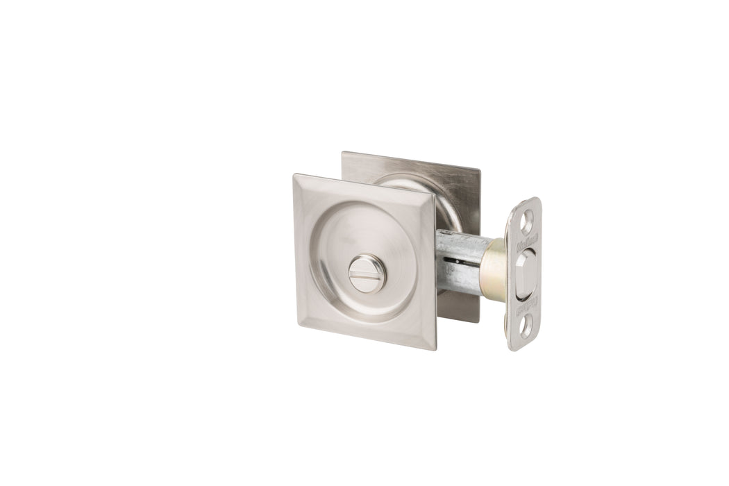 Kwikset 335SQT-15 Square Privacy Pocket Door Lock Satin Nickel Finish