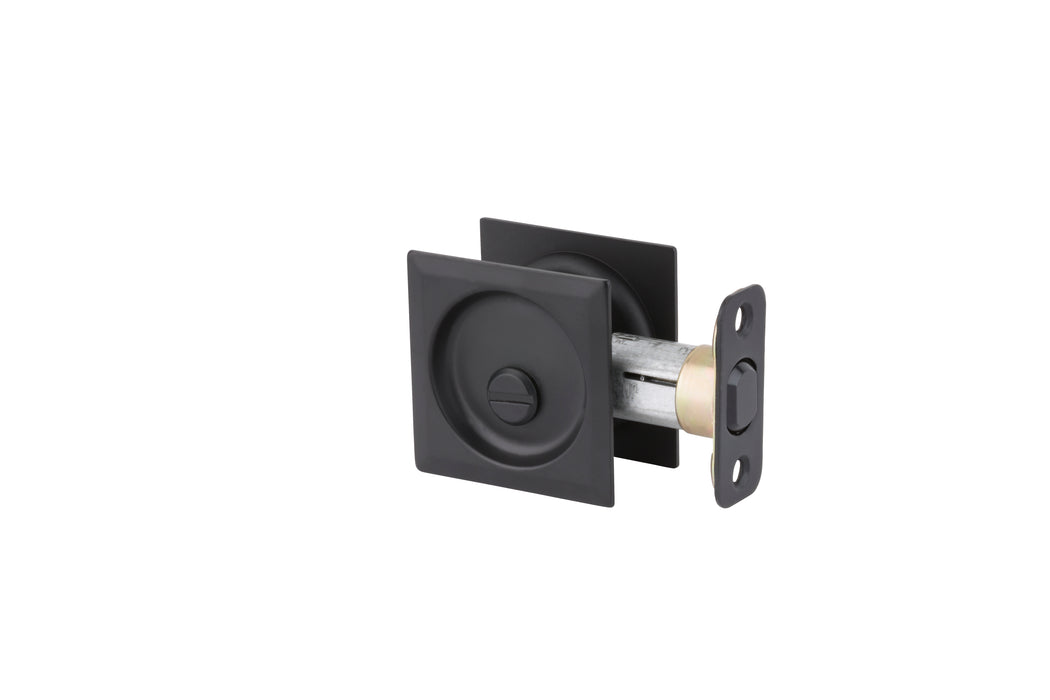 Kwikset 335SQT-514 Square Privacy Pocket Door Lock Matte Black Finish