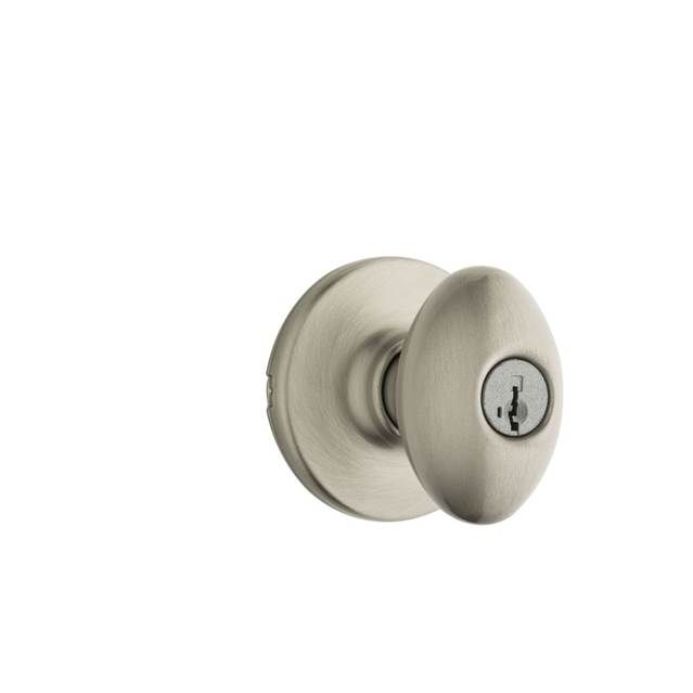 Kwikset 400AO-15SV1 Aliso Knob Entry Door Lock SmartKey with 6AL Latch and RCS Strike with New Chassis Satin Nickel Finish