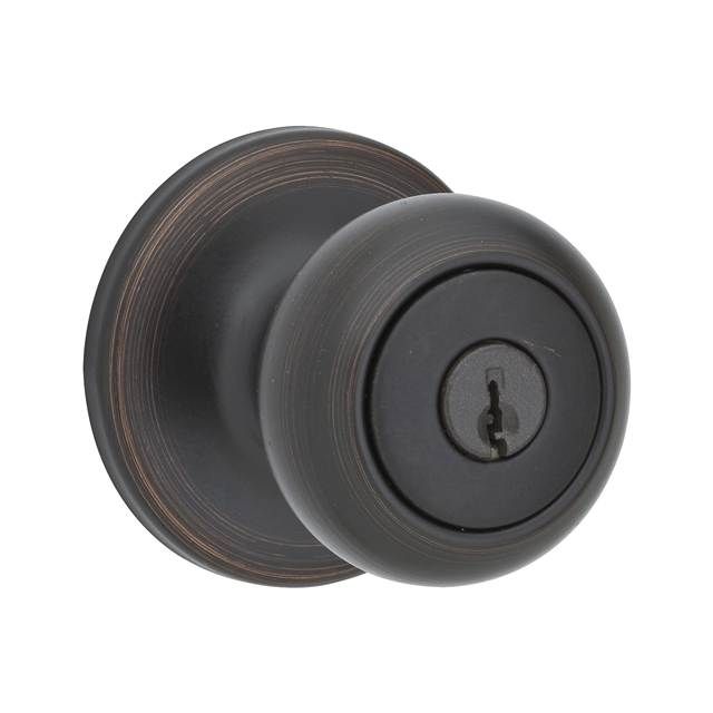 Kwikset 400CV-11PSV1 Cove Knob Entry Door Lock SmartKey with New Chassis with 6AL Latch and RCS Strike Venetian Bronze Finish