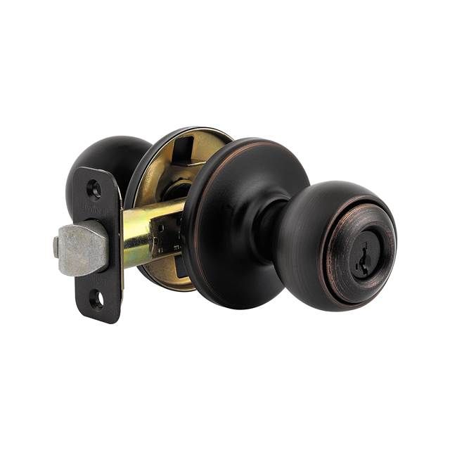 Kwikset 400P-11PSV1 Polo Knob Entry Door Lock SmartKey with New Chassis with 6AL Latch and RCS Strike Venetian Bronze Finish