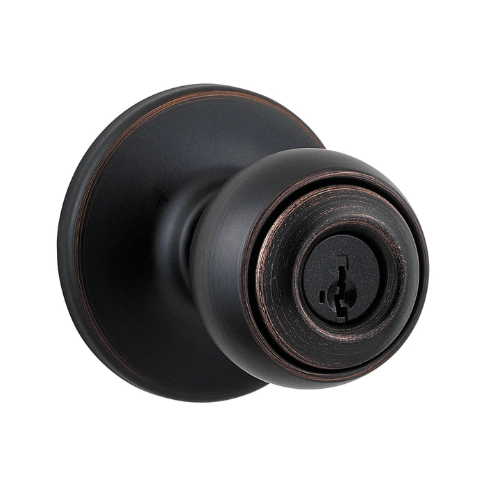 Kwikset 400P-11PV1 Polo Knob Entry Door Lock with New Chassis with 6AL Latch and RCS Strike Venetian Bronze Finish