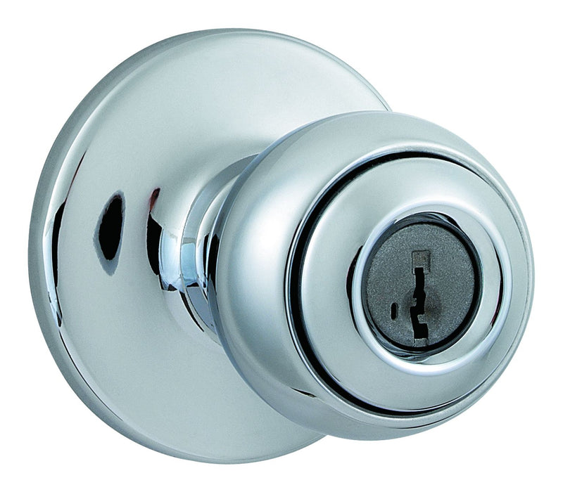 Kwikset 400P-26SV1 Polo Knob Entry Door Lock SmartKey with New Chassis with 6AL Latch and RCS Strike Bright Chrome Finish