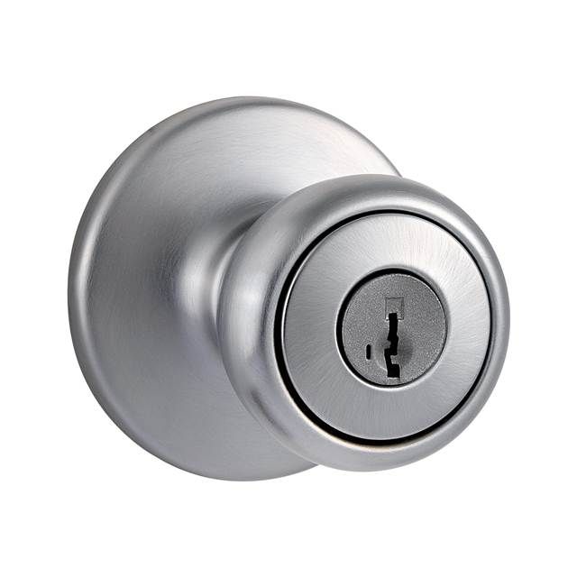 Kwikset 400T-26DSV1 Tylo Knob Entry Door Lock with New Chassis SmartKey with 6AL Latch and RCS Strike Satin Chrome Finish