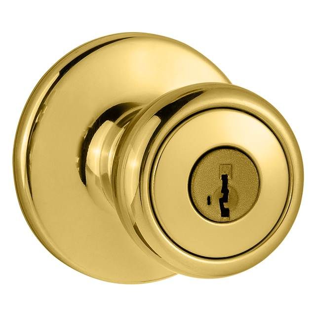 Kwikset 400T-3SV1 Tylo Knob Entry Door Lock SmartKey with New Chassis with 6AL Latch and RCS Strike Bright Brass Finish