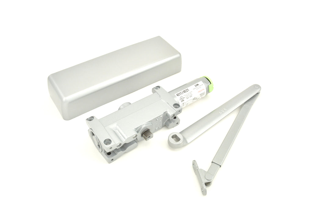 LCN 4021REGALLH Left Hand Adjustable 1-5 Top Jamb Push Side Mounted Door Closer with TBSRT Thru Bolts 689 Aluminum Finish