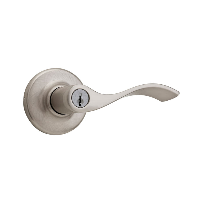 Kwikset 405BL-15V1 Balboa Lever Entry Door Lock with New Chassis and 6AL Latch and RCS Strike Satin Nickel Finish