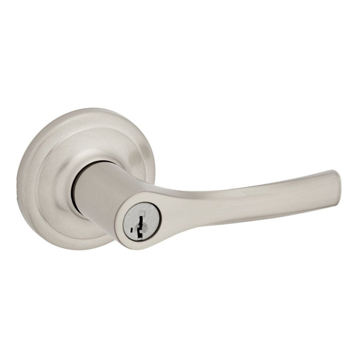 Kwikset 405HYL-15S Henley Lever Entry Door Lock SmartKey with 6AL Latch and RCS Strike Satin Nickel Finish