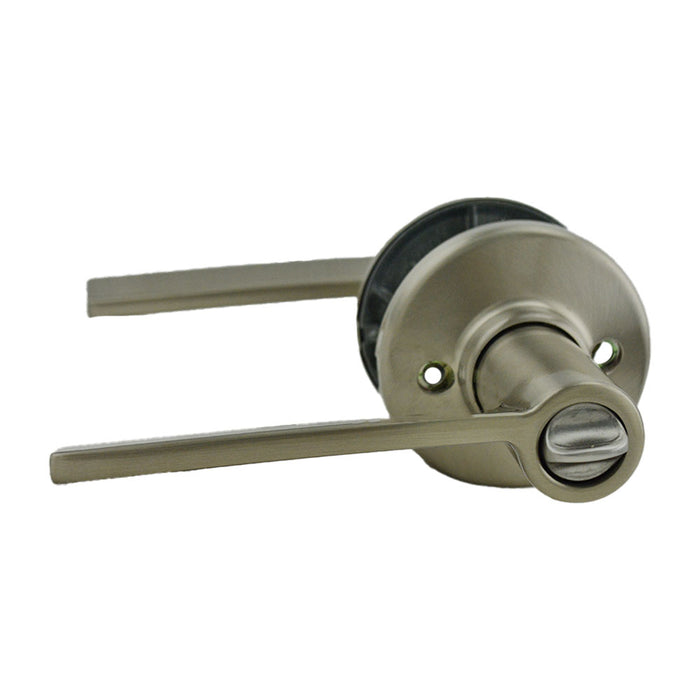 Kwikset 405LRLRDT-15SV2 Ladera Lever with Round Rose Entry Door Lock SmartKey with New Chassis and 6AL Latch and RCS Strike Satin Nickel Finish