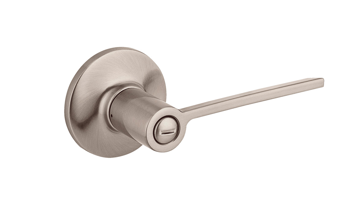 Kwikset 408PLL-15 Palmina Lever Privacy Door Lock with RCAL Latch and RCS Strike Satin Nickel Finish