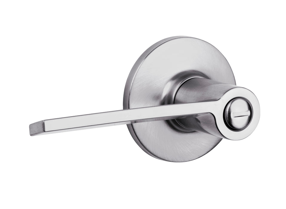 Kwikset 408PLL-26D Palmina Lever Privacy Door Lock with RCAL Latch and RCS Strike Satin Chrome Finish