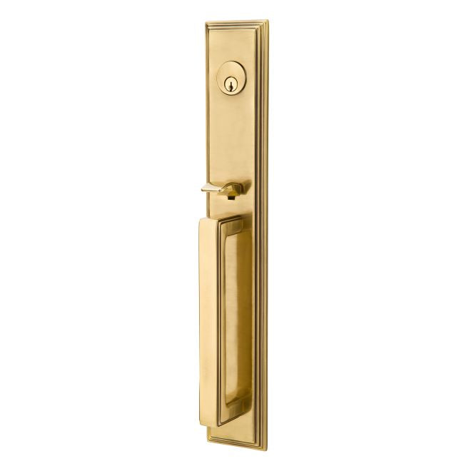 Emtek 4212EUS7 Egg Knob 2-3/8" and 2-3/4" Backset Single Cylinder Melrose Tubular Handleset French Antique Brass Finish