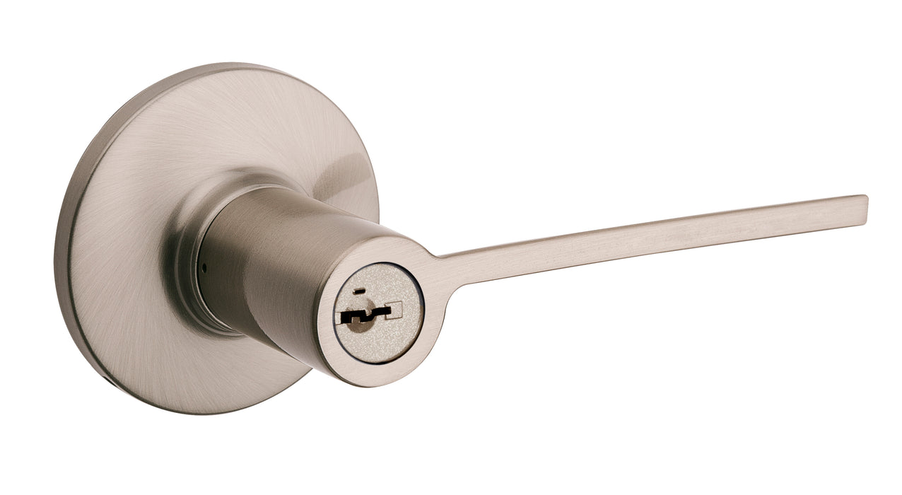 Kwikset 438PLLRH-15S Right Hand Palmina Lever Entry Door Lock with SmartKey with RCAL Latch and RCS Strike Satin Nickel Finish