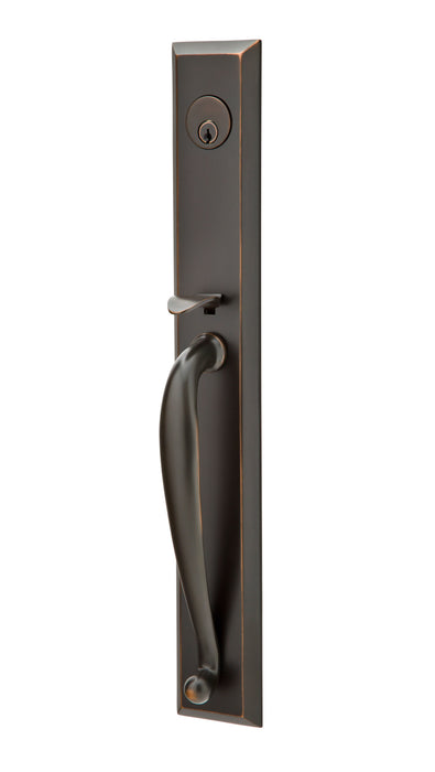 Emtek 4415CUS10BRH Cortina Lever Right Hand 2-3/8" and 2-3/4" Backset Single Cylinder Jefferson Tubular Handleset Oil Rubbed Bronze Finish