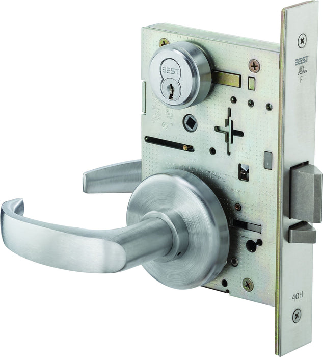 Best 45H7D14H626RH Mortise Lock 7 Pin Storeroom 14 Lever with H Rose Right Hand Satin Chrome Finish