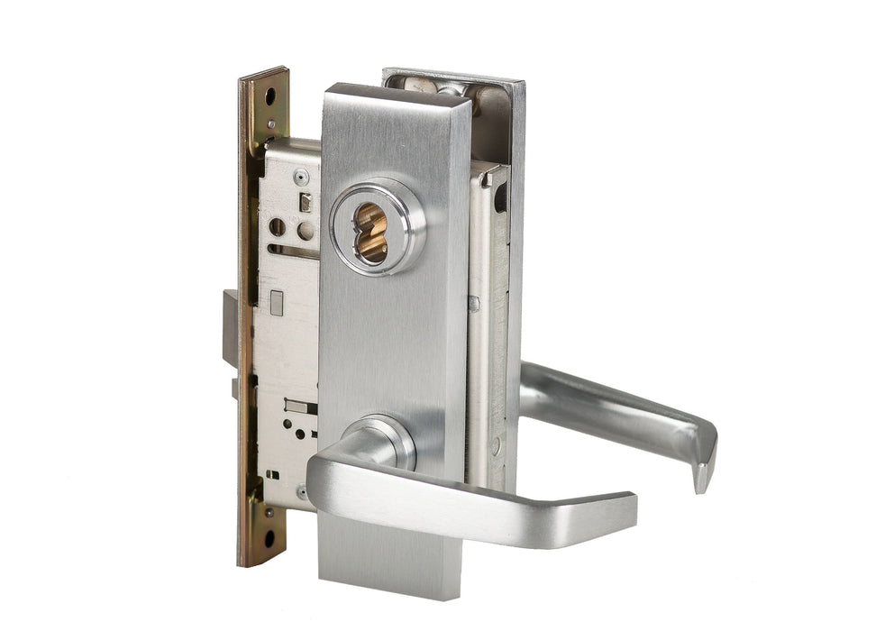 Best 45H7D15J626RH Mortise Lock 7 Pin Storeroom 15 Lever with J Escutcheon Right Hand Satin Chrome Finish