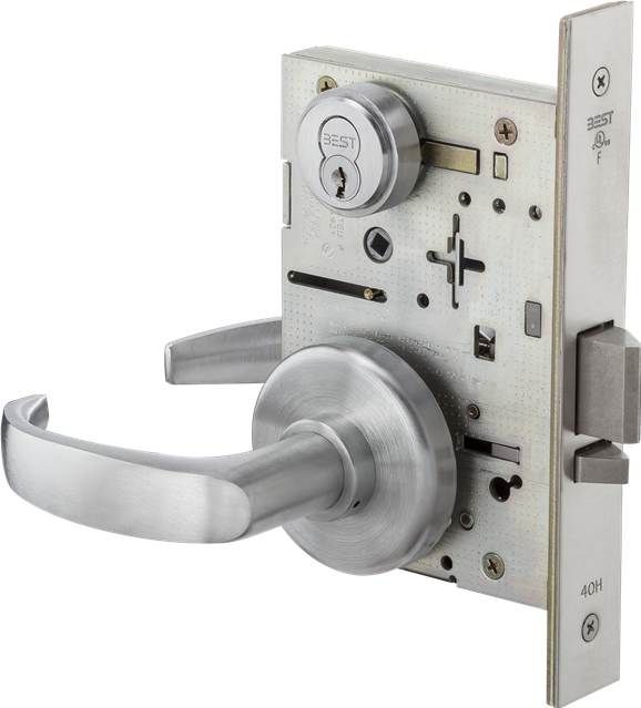 Best 45H7R14H626RH Mortise Lock 7 Pin Classroom 14 Lever with H Rose Right Hand Satin Chrome Finish