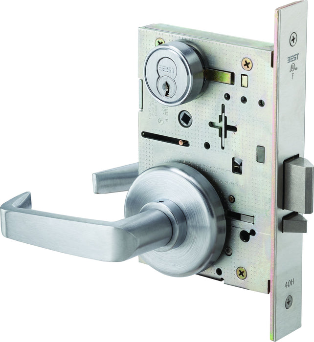 Best 45H7R15H626RH Mortise Lock 7 Pin Classroom 15 Lever with H Rose Right Hand Satin Chrome Finish