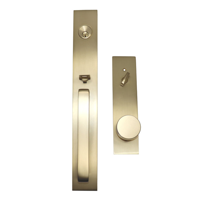 Emtek 4819ROUUS4 Round Knob 2-3/8" and 2-3/4" Backset Single Cylinder Lausanne Tubular Handleset Satin Brass Finish