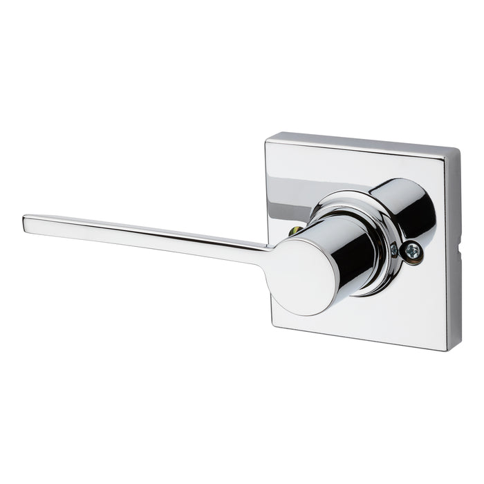 Kwikset 488LRLSQTLH-26 Left Hand Ladera Lever with Square Rose Half Dummy Bright Chrome Finish